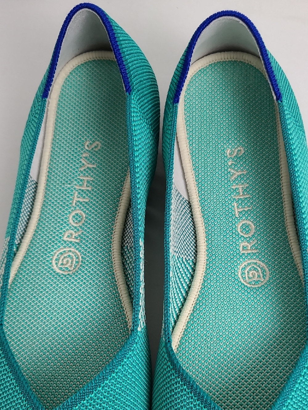 Rothy's The Flat In Calypso Teal Aqua Turquoise Round Toe Slip In Ballet Shoe - Picture 4 of 16